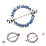 Maxbell 1 Pair Nipple Gem Paved Circle Sunflower Shield Nipple Ring White Rhinestone - Aladdin Shoppers