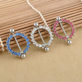 Maxbell 1 Pair Nipple Gem Paved Circle Sunflower Shield Nipple Ring White Rhinestone - Aladdin Shoppers