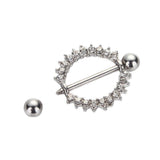 Maxbell 1 Pair Nipple Gem Paved Circle Sunflower Shield Nipple Ring White Rhinestone - Aladdin Shoppers