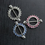 Maxbell 1 Pair Nipple Gem Paved Circle Sunflower Shield Nipple Ring White Rhinestone - Aladdin Shoppers