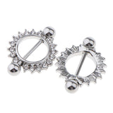 Maxbell 1 Pair Nipple Gem Paved Circle Sunflower Shield Nipple Ring White Rhinestone - Aladdin Shoppers