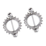 Maxbell 1 Pair Nipple Gem Paved Circle Sunflower Shield Nipple Ring White Rhinestone - Aladdin Shoppers
