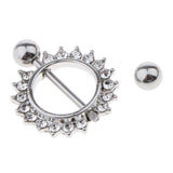 Maxbell 1 Pair Nipple Gem Paved Circle Sunflower Shield Nipple Ring White Rhinestone - Aladdin Shoppers