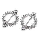 Maxbell 1 Pair Nipple Gem Paved Circle Sunflower Shield Nipple Ring White Rhinestone - Aladdin Shoppers