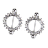 Maxbell 1 Pair Nipple Gem Paved Circle Sunflower Shield Nipple Ring White Rhinestone - Aladdin Shoppers