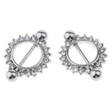 Maxbell 1 Pair Nipple Gem Paved Circle Sunflower Shield Nipple Ring White Rhinestone - Aladdin Shoppers