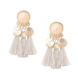 Maxbell 2.56in Bohemian Multicolor Tassel Earrings Fringe Drop Earrings Beige - Aladdin Shoppers