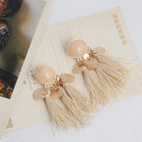 Maxbell 2.56in Bohemian Multicolor Tassel Earrings Fringe Drop Earrings Beige - Aladdin Shoppers