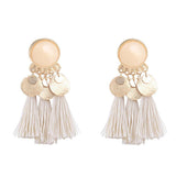 Maxbell 2.56in Bohemian Multicolor Tassel Earrings Fringe Drop Earrings Beige - Aladdin Shoppers