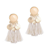 Maxbell 2.56in Bohemian Multicolor Tassel Earrings Fringe Drop Earrings Beige - Aladdin Shoppers