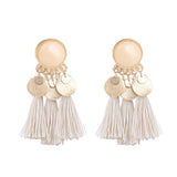 Maxbell 2.56in Bohemian Multicolor Tassel Earrings Fringe Drop Earrings Beige - Aladdin Shoppers