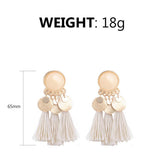 Maxbell 2.56in Bohemian Multicolor Tassel Earrings Fringe Drop Earrings Beige - Aladdin Shoppers