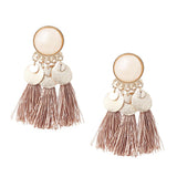 Maxbell 2.56in Bohemian Multicolor Tassel Earrings Fringe Drop Earrings Khaki - Aladdin Shoppers