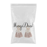 Maxbell 2.56in Bohemian Multicolor Tassel Earrings Fringe Drop Earrings Khaki - Aladdin Shoppers