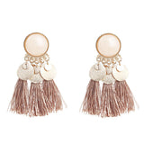 Maxbell 2.56in Bohemian Multicolor Tassel Earrings Fringe Drop Earrings Khaki - Aladdin Shoppers