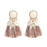 Maxbell 2.56in Bohemian Multicolor Tassel Earrings Fringe Drop Earrings Khaki - Aladdin Shoppers