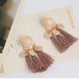 Maxbell 2.56in Bohemian Multicolor Tassel Earrings Fringe Drop Earrings Khaki - Aladdin Shoppers