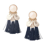 Maxbell 2.56in Bohemian Multicolor Tassel Earrings Fringe Drop Earrings Navy - Aladdin Shoppers
