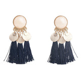 Maxbell 2.56in Bohemian Multicolor Tassel Earrings Fringe Drop Earrings Navy - Aladdin Shoppers