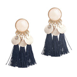 Maxbell 2.56in Bohemian Multicolor Tassel Earrings Fringe Drop Earrings Navy - Aladdin Shoppers