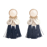 Maxbell 2.56in Bohemian Multicolor Tassel Earrings Fringe Drop Earrings Navy - Aladdin Shoppers