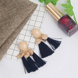 Maxbell 2.56in Bohemian Multicolor Tassel Earrings Fringe Drop Earrings Navy - Aladdin Shoppers