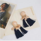 Maxbell 2.56in Bohemian Multicolor Tassel Earrings Fringe Drop Earrings Navy - Aladdin Shoppers