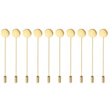 Maxbell 10 Pieces Empty Base 1.2cm Lapel Stick Pin Hat Scarf Brooch DIY Craft Gold