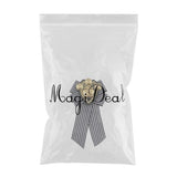 Maxbell Pre-tied Bowknot Brooch Fabric Bow Tie Men Wome British Badge Black Stripe - Aladdin Shoppers