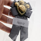 Maxbell Pre-tied Bowknot Brooch Fabric Bow Tie Men Wome British Badge Black Stripe - Aladdin Shoppers