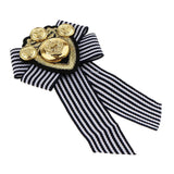 Maxbell Pre-tied Bowknot Brooch Fabric Bow Tie Men Wome British Badge Black Stripe - Aladdin Shoppers
