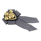 Maxbell Pre-tied Bowknot Brooch Fabric Bow Tie Men Wome British Badge Black Stripe - Aladdin Shoppers