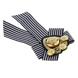 Maxbell Pre-tied Bowknot Brooch Fabric Bow Tie Men Wome British Badge Black Stripe - Aladdin Shoppers