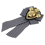 Maxbell Pre-tied Bowknot Brooch Fabric Bow Tie Men Wome British Badge Black Stripe - Aladdin Shoppers