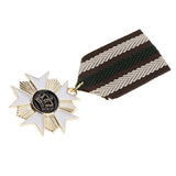 Maxbell 2 Pieces Vintage Crown Star Geometric Medal Badge Fabric Uniform Brooch