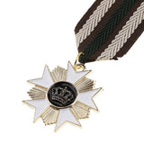 Maxbell 2 Pieces Vintage Crown Star Geometric Medal Badge Fabric Uniform Brooch