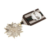 Maxbell 2 Pieces Vintage Crown Star Geometric Medal Badge Fabric Uniform Brooch