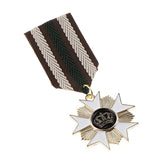 Maxbell 2 Pieces Vintage Crown Star Geometric Medal Badge Fabric Uniform Brooch