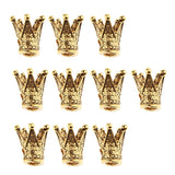 Maxbell 20 Pcs Crown Shaped Spacer Loose Beads Jewelry Charms Connector Gold& Silver