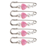 Maxbell 5 Pieces Imitation Pearls Safety Pin Brooch Pin Clip for Scarf Gown Pink - Aladdin Shoppers