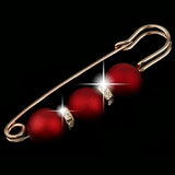 Maxbell ABS Pearls Rhinestone Spacer Beads Safety Pin Brooch Clip Scarf Hat Red - Aladdin Shoppers