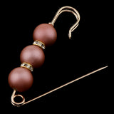 Maxbell 2 Pieces Pearls Rhinestone Spacer Beads Safety Pin Brooch Clip Scarf