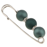 Maxbell ABS Pearls Rhinestone Spacer Beads Safety Pin Brooch Clip Scarf Hat Green