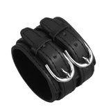 Maxbell Multi-color Double Tour PU Leather Wide Cuff Bracelet Men Accessory Black - Aladdin Shoppers