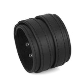 Maxbell Multi-color Double Tour PU Leather Wide Cuff Bracelet Men Accessory Black - Aladdin Shoppers