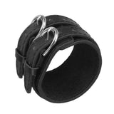 Maxbell Multi-color Double Tour PU Leather Wide Cuff Bracelet Men Accessory Black - Aladdin Shoppers