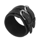 Maxbell Multi-color Double Tour PU Leather Wide Cuff Bracelet Men Accessory Black - Aladdin Shoppers