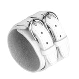 Maxbell Maxbell Multi-color Double Tour PU Leather Wide Cuff Bracelet Men Accessory White