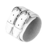 Maxbell Multi-color Double Tour PU Leather Wide Cuff Bracelet Men Accessory White - Aladdin Shoppers