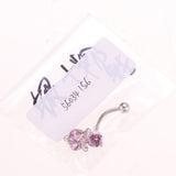 Maxbell Maxbell Sexy Stainless Steel CZ Crystal Navel Belly Button Ring Dangle Silver Pink